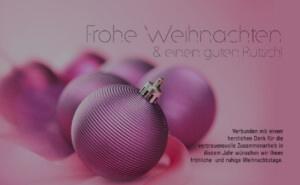 edle Weihnachts eCard für Kunden mit pinken Christbaumkugeln, mit Spruch, ohne Werbung (1071)