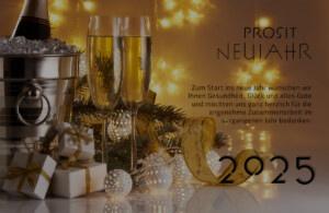 geschäftliche Neujahrsgrußkarte, E-Card mit Spruch in Gold und Silber, ohne Werbung (654)