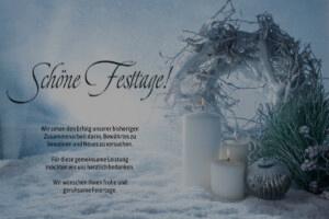 nostalgische geschäftliche Weihnachtskarte "Schöne Feiertage" mit neutralen Spruch, ohne Werbung (1105)
