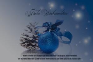 Elegante geschäftliche Weihnachts E-Card in königlichem Blau • Mit inspirierendem Spruch, ohne störende Werbung (1111)