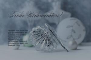 Exquisite Weihnachts-E-Card für geschätzte Kunden: Sanftes Pastellblau und glänzendes Silber verschmelzen harmonisch, begleitet von einem einfühlsamen Spruch (1129) – Werbefrei und stilvoll für Ihre Weihnachtsgrüße gestaltet.