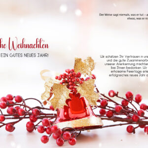 edle digitale Weihnachtskarte mit roten Beeren, E-Card für Kunden mit Spruch, ohne Werbung (1134)