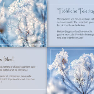 Weihnachts E-Card "Stillleben" für Kunden in Blau mit neutralem mit Spruch, mehrsprachig, DE/FR, ohne Werbung (1142)