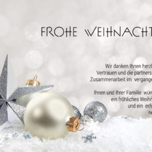 stilvolle, geschäftliche Weihnachts E-Card in Silber & Weiß, mit Spruch, ohne Werbung (1149)