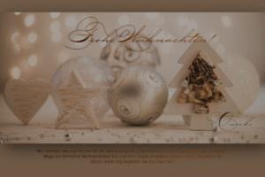 sehr edle geschäftliche & umweltfreundliche Weihnachts E-Card in Creme - mit Spruch, ohne Werbung (1185)