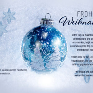 edle Weihnachtskarte geschäftlich in Weiß & Türkis • E-Card mit Spruch, ohne Werbung (1084)