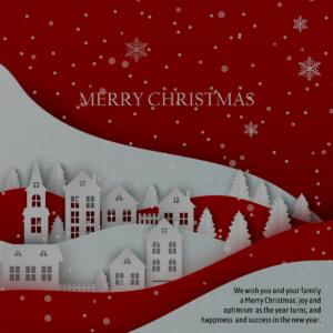 umweltfreundliche Weihnachts-E-Card mit Landschaft in rot & weiß, mit englischem Spruch, ohne Werbung (1216)