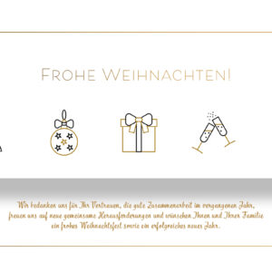 edle Weihnachts eCard für Kunden in Weiß/Gold mit Spruch, ohne Werbung (1244-1)