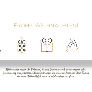 edle Weihnachts eCard für Kunden in Weiß/Gold mit Spruch, ohne Werbung (1244-2)