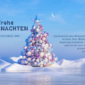 ausgefallene Weihnachts eCard für Kunden, Weihnachtsbaum im Eis mit Spruch, ohne Werbung (1245-1)