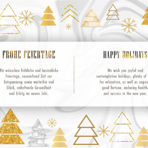 stylische Weihnachts E-Card für Kunden in Weiß/Gold/Silber mit Spruch, mehrsprachig, DE/EN, ohne Werbung (1251)