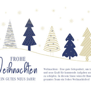stylische Weihnachts E-Card für Kunden in Weiß, Blau und Gold, ohne Werbung (1252)