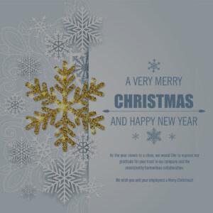 edle geschäftliche, digitale Weihnachts E-Card mit Spruch auf Englisch, in Pastellblau & Gold, ohne Werbung (1253)