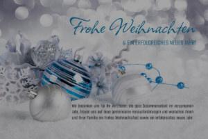 sehr edle digitale Weihnachtskarte geschäftlich in Weiß & Türkis • E-Card mit Spruch, ohne Werbung (1287)