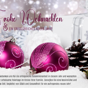 geschäftliche Weihnachts E-Card mit pinken Kugel • Nachhaltig • Mit inspirierendem Spruch, keine Werbung (1288)