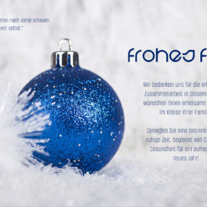 sehr edle digitale Weihnachtskarte geschäftlich in Weiß & Royal-Blau• E-Card mit Spruch, ohne Werbung (1291)