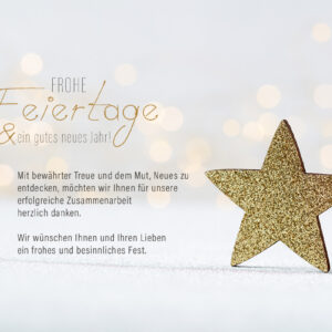 elegante Weihnachts eCard für Kunden mit goldenem Stern in Weiß/Gold mit Spruch, ohne Werbung (1247)