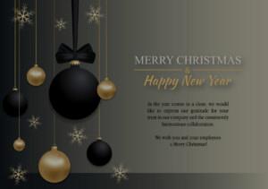 Business eCards for Christmas geschäftliche Weihnachts E-Card in Schwarz/Gold "Merry Christmas" ohne Werbung (1296)