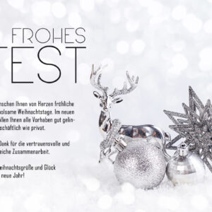 sehr elegante, digitale geschäftliche Weihnachts E-Card in Silber, mit Spruch, ohne Werbung (1310)