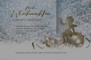 edle Weihnachts eCard für Kunden in Weiß/Gold mit Engel und Spruch, ohne Werbung (1311)