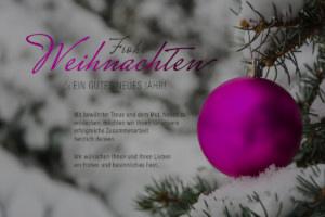 Umweltfreundliche geschäftliche Weihnachts-E-Card mit pinkfarbener Kugeln und Spruch, ohne Werbung (1317)