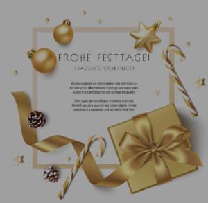 elegante Weihnachts eCard, geschäftlich, in Weiß und Gold ohne Werbung, Mehsprachig, deutsch/englisch (1325)