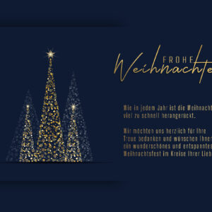 sehr stylische, geschäftliche Weihnachts-E-Card in Blau und Gold mit Spruch, ohne Werbung (1333)