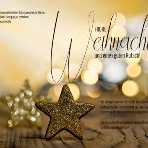 digitale geschäftliche Weihnachtsgrußkarte, Weihnachts eCard mit goldenem Stern und Spruch, ohne Werbung (1335)