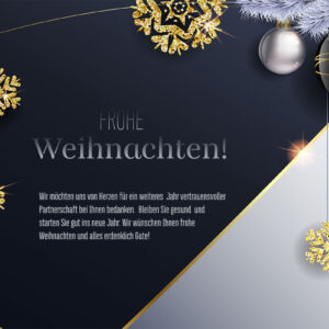 sehr stylische, geschäftliche Weihnachts-E-Card in Blau und Gold mit Spruch, ohne Werbung (1340)