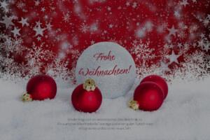 edle Weihnachts E-Card geschäftlich mit roten und weißen Weihnachtskugeln, mit Spruch, ohne Werbung (1348)