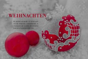 edle Weihnachts E-Card geschäftlich mit roten Weihnachtskugeln, mit Spruch, ohne Werbung (1363)