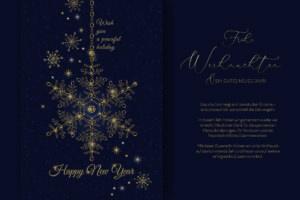 sehr edle, geschäftliche Weihnachts-E-Card in Blau und Gold mit Spruch, ohne Werbung (1371)