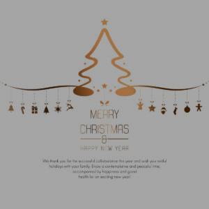 stylische E-Card "Merry Christmas" in Weiß & Kupfer mit Spruch auf Englisch, ohne Werbung (01387)