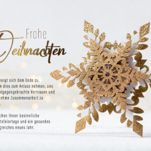 elegante, geschäftliche Weihnachts eCard in Gold & Weiß, mit Spruch, ohne Werbung (1403)