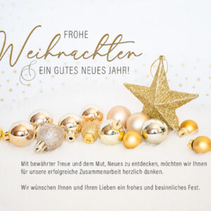 elegante Weihnachts eCard für Kunden in Weiß/Gold mit Spruch, ohne Werbung (1410)